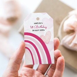 Etiquetas Para Regalos Niña Lluvia y Corazón (Rosa Caliente)