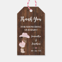 Etiquetas Para Regalos Niñita Vaquera AA Baby Shower Faux Wood Favor