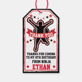 Etiquetas Para Regalos Ninja Guerreros Niños Negros y Rojos Gracias Etiqu
