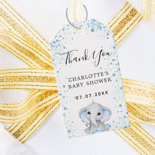 Etiquetas Para Regalos Niño de la ducha elefante blanco azul gracias