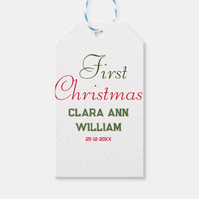 ETIQUETAS PARA REGALOS NIÑOS BEBÉS PRIMERA FESTIVIDAD DE NAVIDAD AGREGAR  (Anverso)