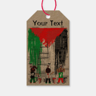 Etiquetas Para Regalos Niños de Gaza pintando la bandera palestina