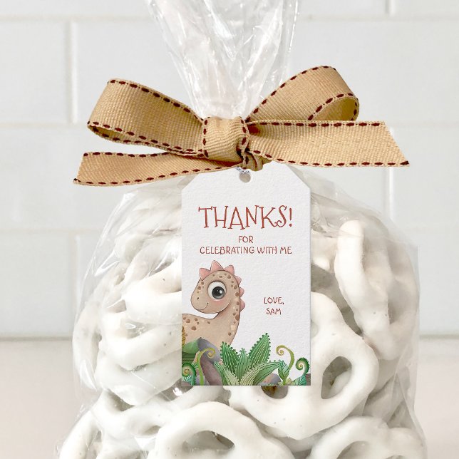 Etiquetas Para Regalos Niños Dinosaurios Gracias (Dinosaur Birthday Party Favor Tag)