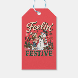 Etiquetas Para Regalos Niños Hombre de Nieve de Navidad Sintiendo Festivo