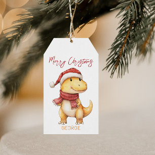 Etiquetas Para Regalos Niños Navidades de dinosaurios personalizados