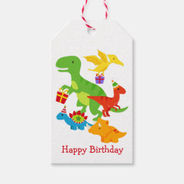 Etiquetas Para Regalos Niños Personalizados Dinosaurios Feliz cumpleaños