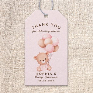 Etiquetas Para Regalos No podemos esperar mas Lindo oso Rosa Baby shower