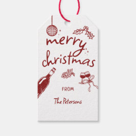 Etiquetas Para Regalos Noche de degustación de vinos Fiesta de Navidad Di