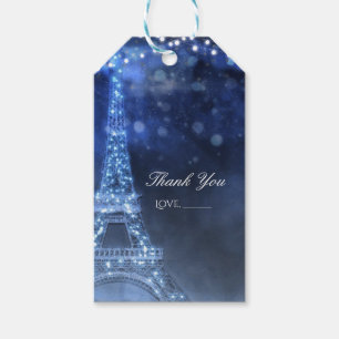 Etiquetas Para Regalos Noche Encantada de Azul en la Torre Eiffel de Parí