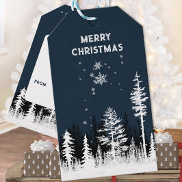 Etiquetas Para Regalos Nochebuena de la Noche del bosque blanco nevado