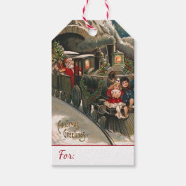 Etiquetas Para Regalos Nochebuena del tren Vintage de Santa Claus
