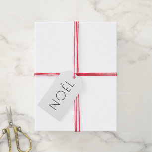 Etiquetas Para Regalos Noël blanco y negro minimalista tipografía elegant