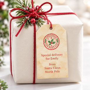 Etiquetas Para Regalos Nombre de entrega especial de Santa Polo Norte