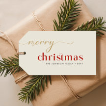 Nombre de familia de Navidad en guión dorado y roj