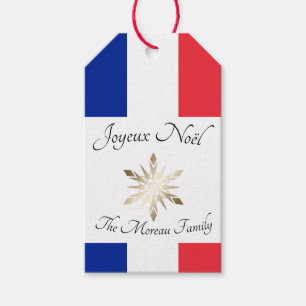 Etiquetas Para Regalos Nombre de familia francés Bandera de Joyeux Noël y