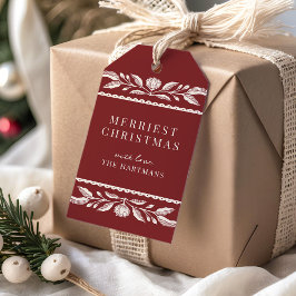 Etiquetas Para Regalos Nombre de festividad de Navidades florales de arte