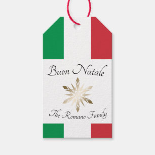 Etiquetas Para Regalos Nombre de la familia italiana Bandera de Buon Nata