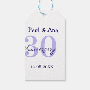 Etiquetas Para Regalos nombre de letra negrita púrpura 30 aniversario sim