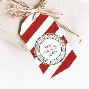 Etiquetas Para Regalos Nombre de Navidades del taller de Santa Claus