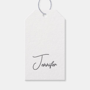 Etiquetas Para Regalos Nombre minimalista moderno en gris y blanco con le