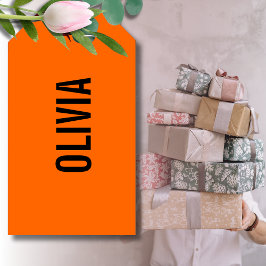 Etiquetas Para Regalos Nombre moderno del Naranja del atardecer | Minimal