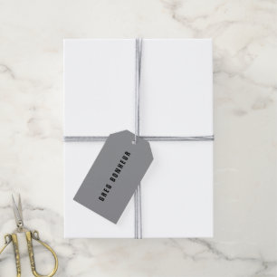 Etiquetas Para Regalos Nombre moderno y elegante Gris y negro