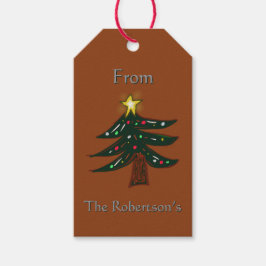Etiquetas Para Regalos Nombre personalizado árbol de Navidad dibujado a m