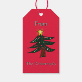 Etiquetas Para Regalos Nombre personalizado Árbol de Navidad dibujado a m