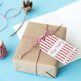 Etiquetas Para Regalos Nombre personalizado | Bandas rojas y rosas | Feli