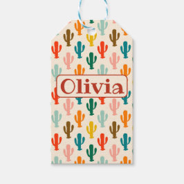 Etiquetas Para Regalos Nombre personalizado Cactus Coloridos