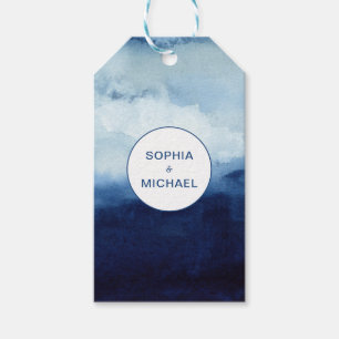 Etiquetas Para Regalos Nombre personalizado moderno color de agua azul