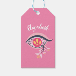 Etiquetas Para Regalos Nombre Psicodélico Floral Rosa Trippy