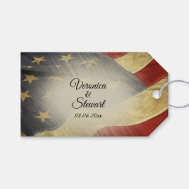 Etiquetas Para Regalos Nombres y fecha de la bandera estadounidense con p