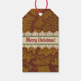 Etiquetas Para Regalos Nostálgico Clásico William Morris vacaciones Rojas