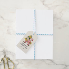 Etiquetas Para Regalos Nostálgico Santa Claus Retro Navidad en crema