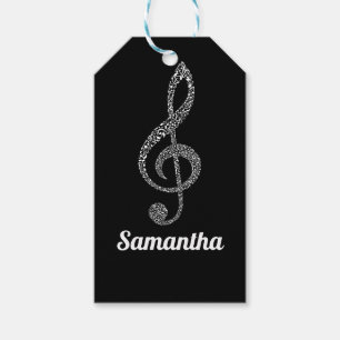 Etiquetas Para Regalos Notas Blancas Simple Modern Treble Clef Ilustradas