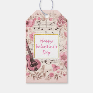 Etiquetas Para Regalos Notas musicales y El día de San Valentín elegante