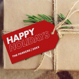 Etiquetas Para Regalos Novedades felices Minimalistas modernas Rojo