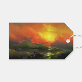 Etiquetas Para Regalos Novena Ola (mar de tormenta con atardecer rojo)