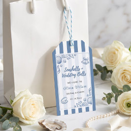 Etiquetas Para Regalos Novia Caracola Azul Náutico Personalizado