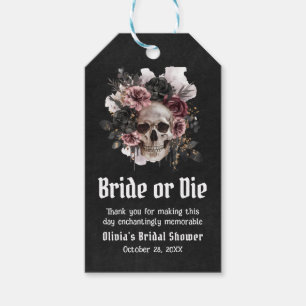Etiquetas Para Regalos Novia Floral de Halloween Calavera Bride or Die De