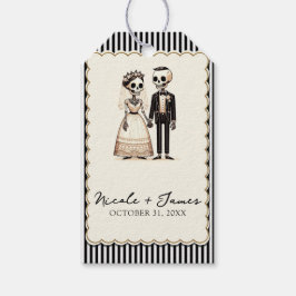 Etiquetas Para Regalos Novia + Novio Esqueleto de Dibujos Animados Boda C