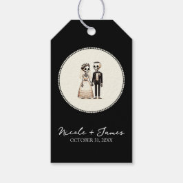 Etiquetas Para Regalos Novia + Novio Esqueleto de Dibujos Animados Boda C