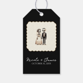 Etiquetas Para Regalos Novia + Novio Esqueleto de Dibujos Animados Boda C