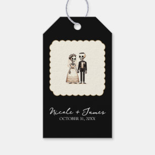 Etiquetas Para Regalos Novia + Novio Esqueleto de Dibujos Animados Boda C