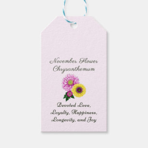 Etiquetas Para Regalos Noviembre Mes de Nacimiento Flor Crisantemo