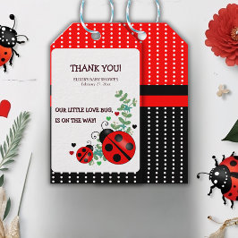 Etiquetas Para Regalos Nuestro pequeño amor Bug Red Black Baby Shower