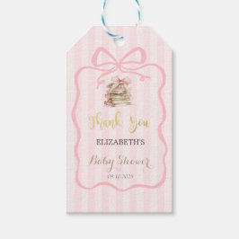 Etiquetas Para Regalos Nueva Capítulo Lazo Rosa Rayas Baby Shower
