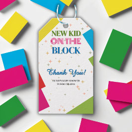 Etiquetas Para Regalos Nuevo niño en el colorido Baby Shower de bloqueo