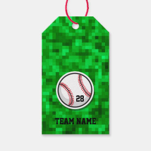 Etiquetas Para Regalos NÚMERO DE Béisbol NOMBRE DEL Equipo Grado Verde Pi